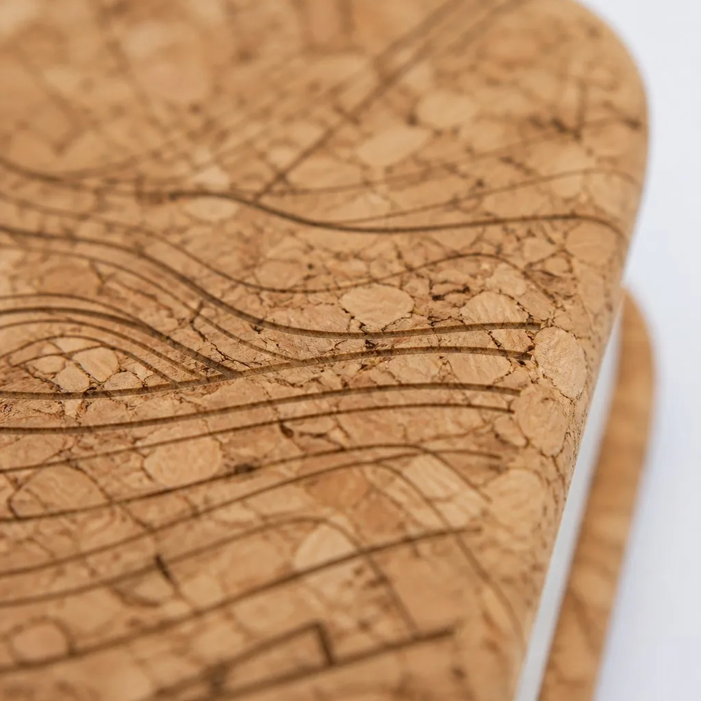Macro texture of cork grain and engraved lines