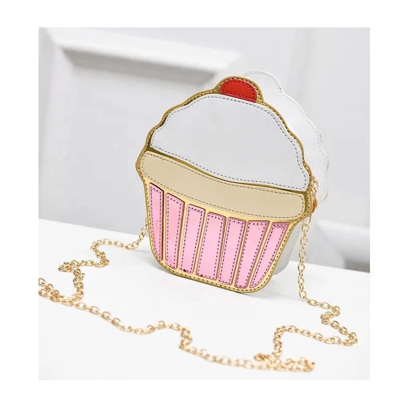 

INEO Wholesale Women Fashion 3D Ice Cream Cake Casual Purses and Handbags Cupcake Designers Handbag for Women, White and black flamingo embroidery logo