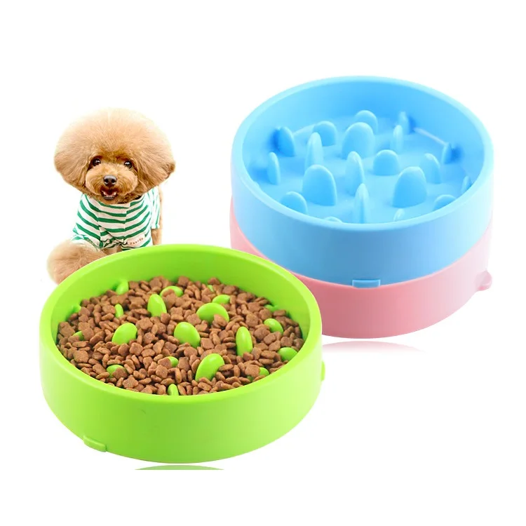 

2021 new pet supplies wholesale slow food feeder 5 colors PP Non slip antichok bottom pad thick practical Pet dog bowl