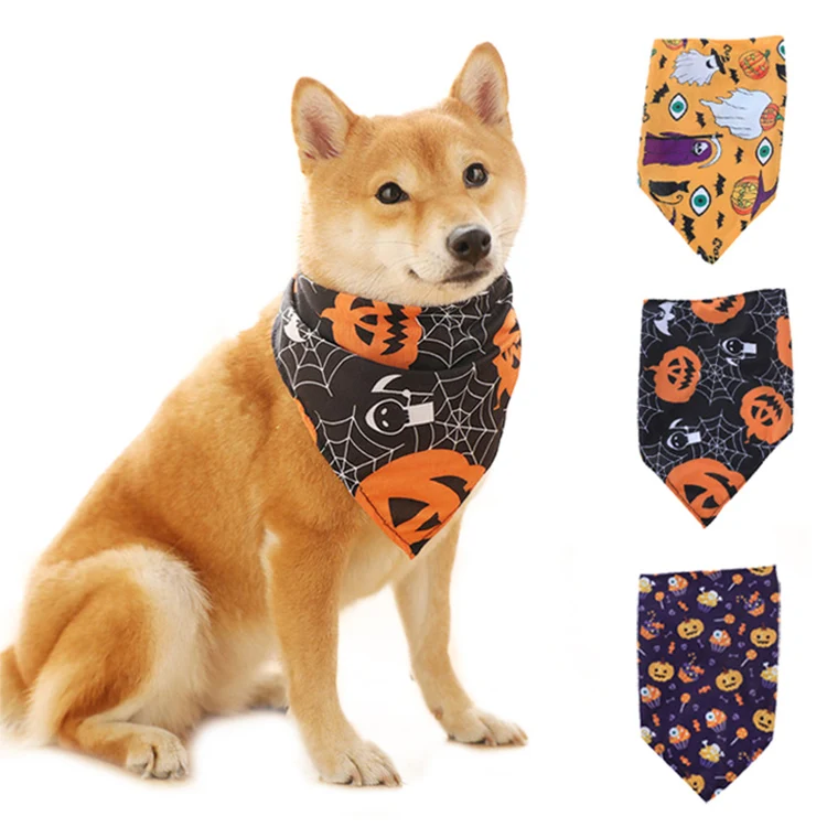 

Factory Direct Sales Pet Halloween Saliva Towel Dog Collar And Cat Triangle Scarf