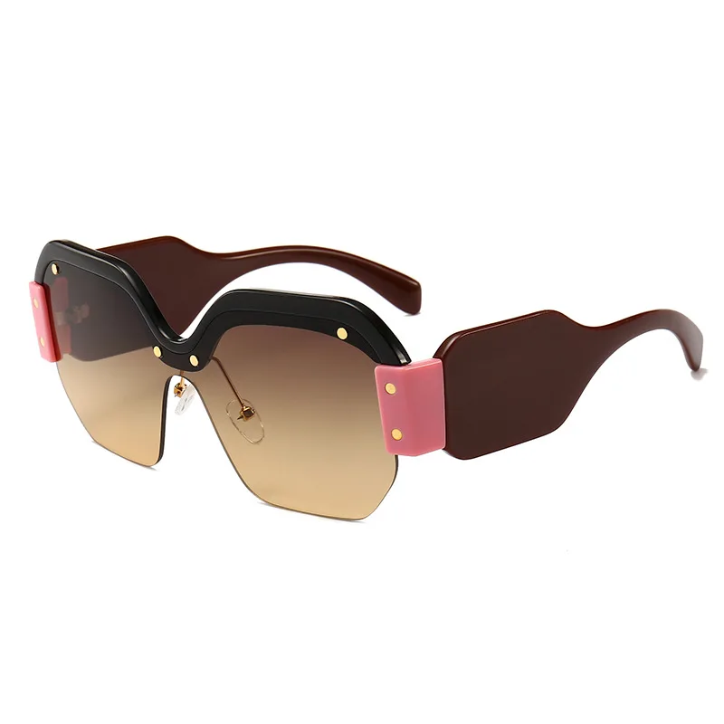 

2021 New Oversized Punk Conjoined Piece Of Sun Glasses Ladies Large Frame Square Fashion Sunglasses