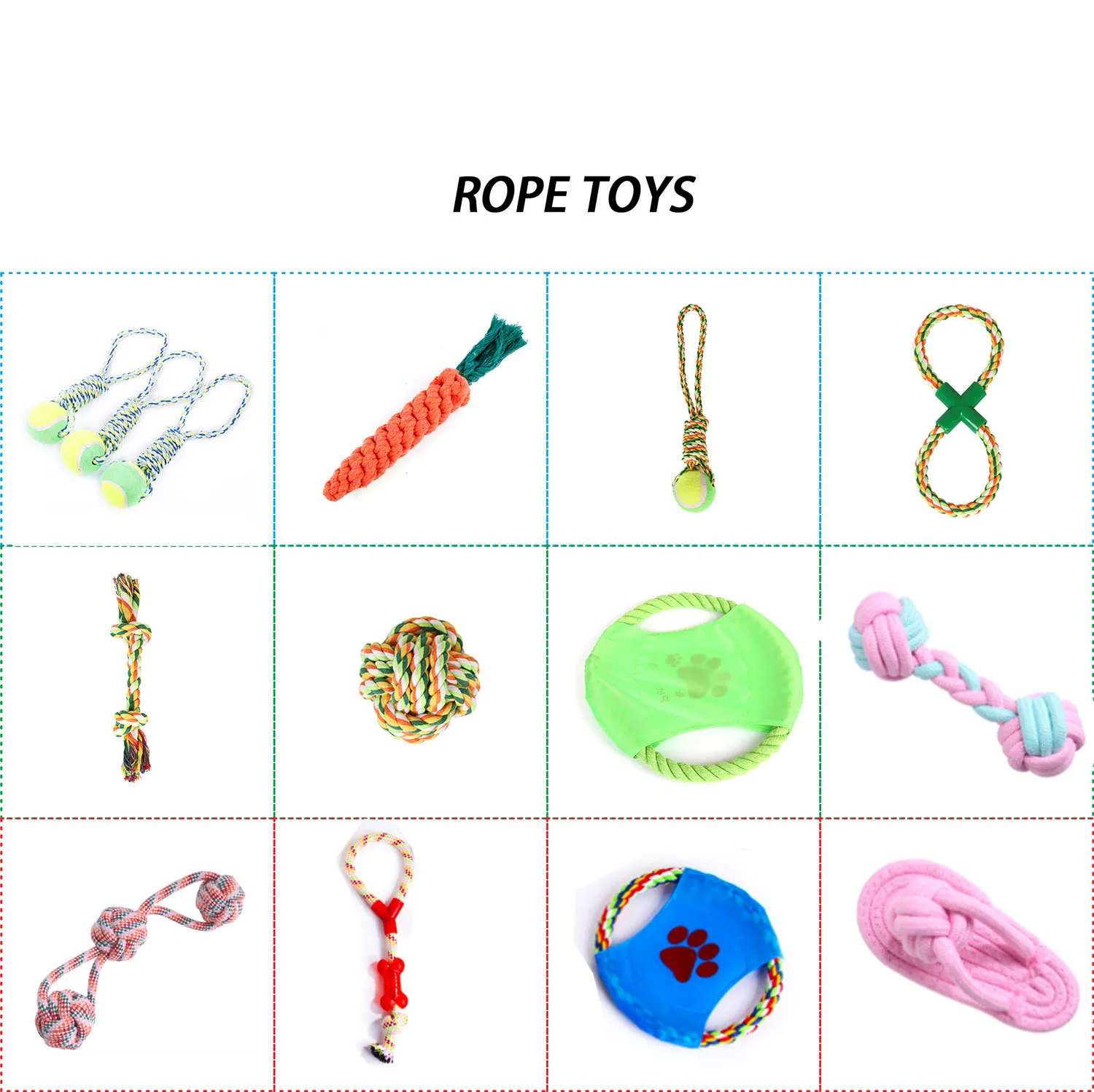 

2021 Wholesale Cheap Cotton Hemp Rope Dog Toy Ball Low Moq Pet Chew Vent Dog Rope Toy Set