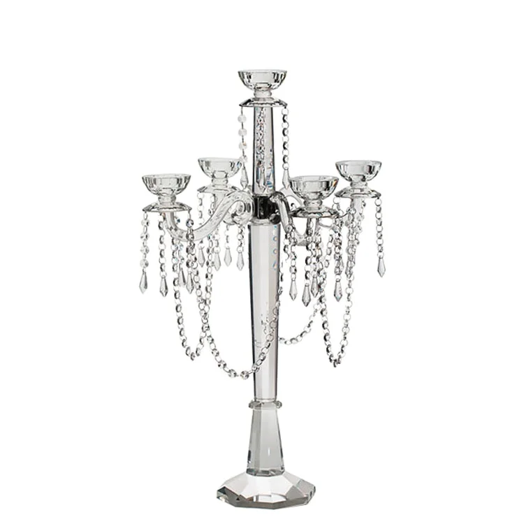Venta al por mayor candelabros con cristales para centros de mesa