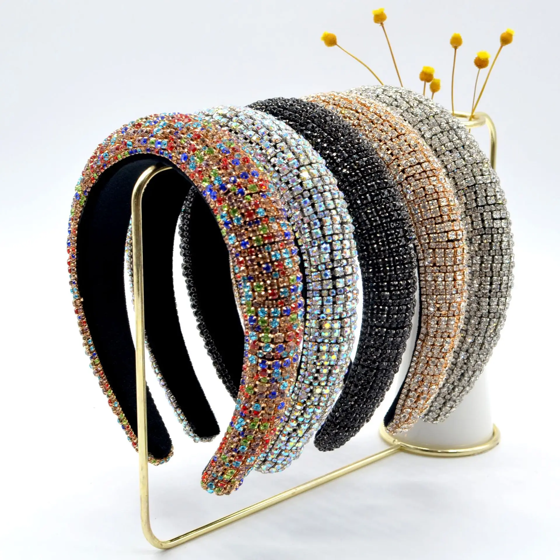 
Ins Fashion Luxury Full Drill Hair Accessories Baroque Headband Wide Edge Rhinestone Headband Jewelry For Women 