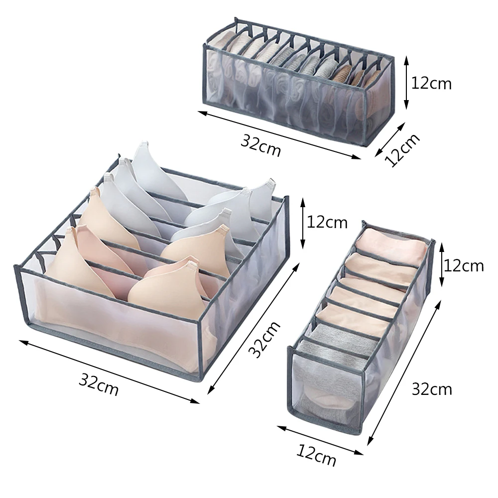 Dormitory Closet Organizer for Socks Home separated underwear Storage Box 7 Grids Bra Organizer Foldable Drawer Organizer