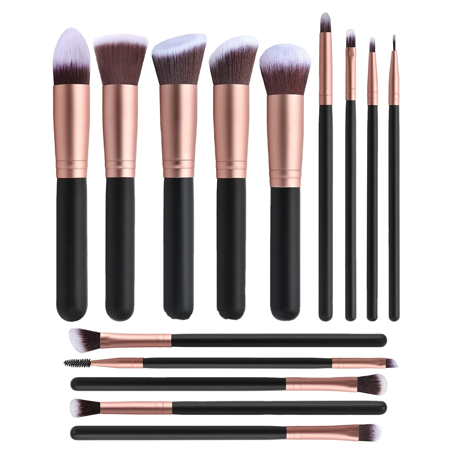 

hot sale 14 matte vegan natural cosmetics rose gold makeup brushes beauty tools foundation brush set