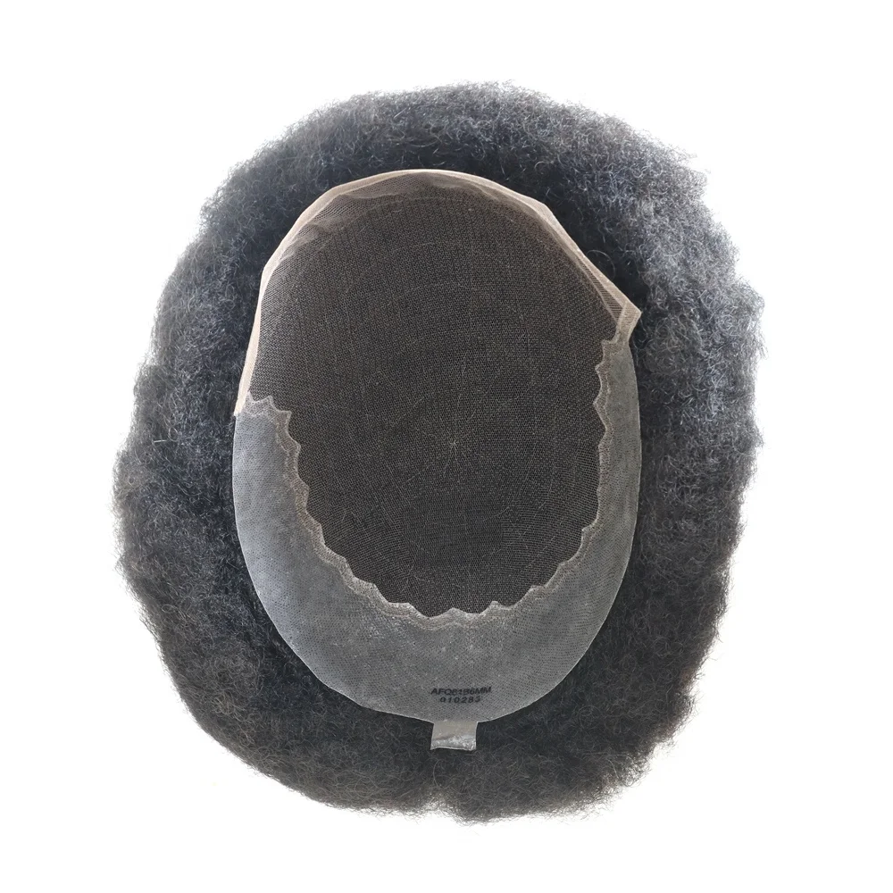 

Stock Afro Curl French Lace With Poly Skin Hair Replacement Black Mens Toupee