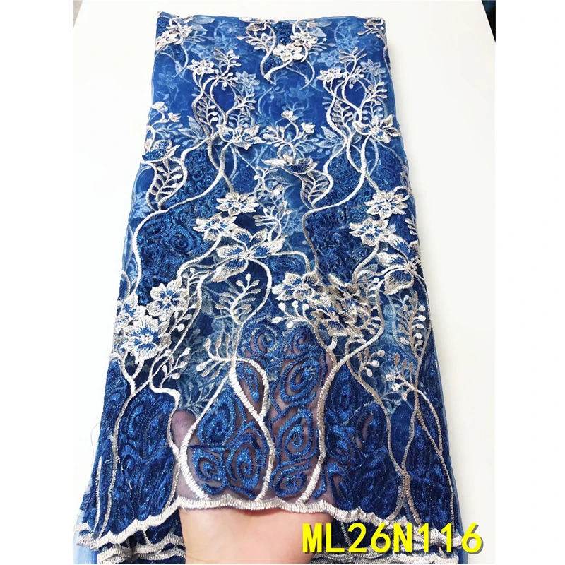 

Beautifical african lace wholesale embroidery lace designs royal blue net lace fabric ML26N116, Can be customized