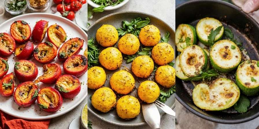 Grilled vegetables in a basket with colorful spices
