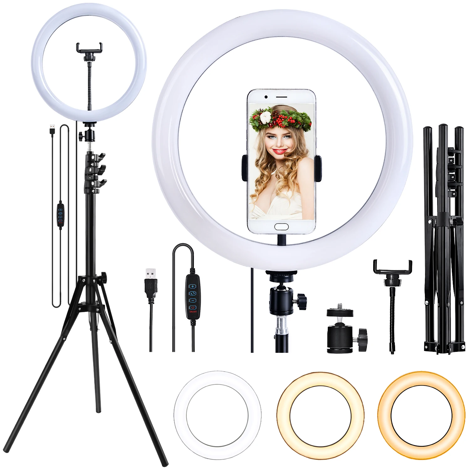 

High Quality 12 inch LED Selfie Ring Fill Light With Tripod Stand 3200-5500k Photographic Lighting For LiveStream Makeup YouTube