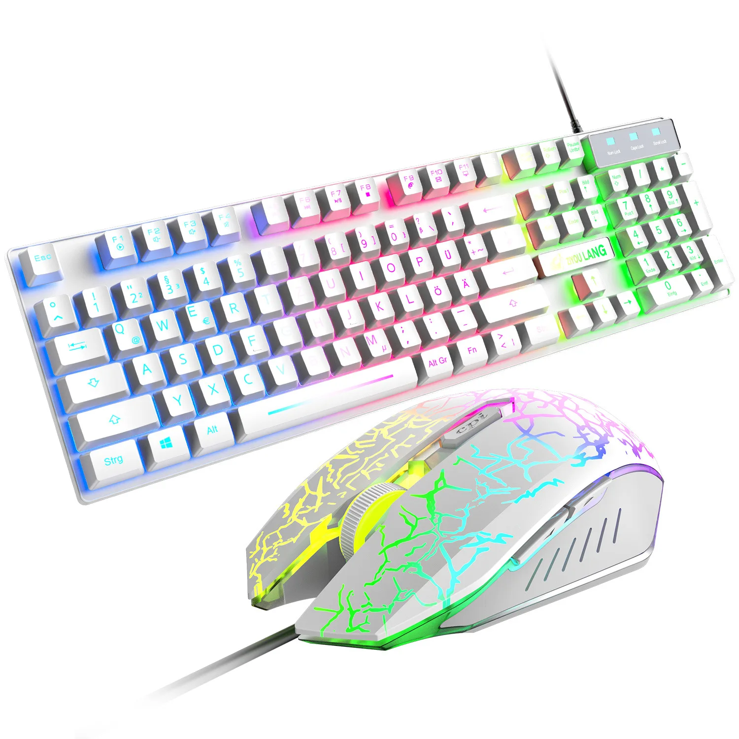 

Custom Mechanic Membrane Keyboards And Mice Teclado Gamer German Rgb Gaming Keyboard Mouse Set, Black