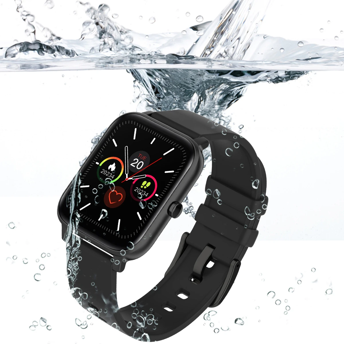 

Solar Mini Haylou LS02 IP68 Waterproof 12 Sport Models Blue tooth 5.0 Sport Heart Rate Monito English Version Smart Watch, Black white
