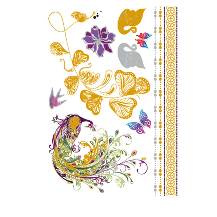 

Wholesale Eco Waterproof Temporary Hot sale Metallic Tattoo Sticker, Cmyk