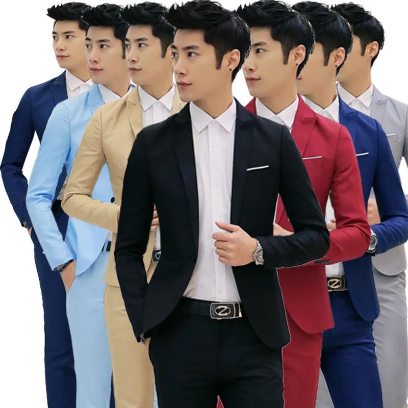 

2020 New Made in China Fashion Korean Men's Casual Suit Youth Multicolor Long Sleeve Slim Small Suit Men Office Work, Customized color
