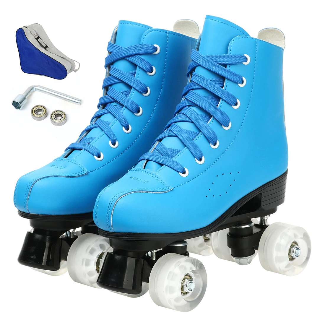 

546051 bulk wholesale pu leather unisex pvc plain dyed roller skates ice skating shoes