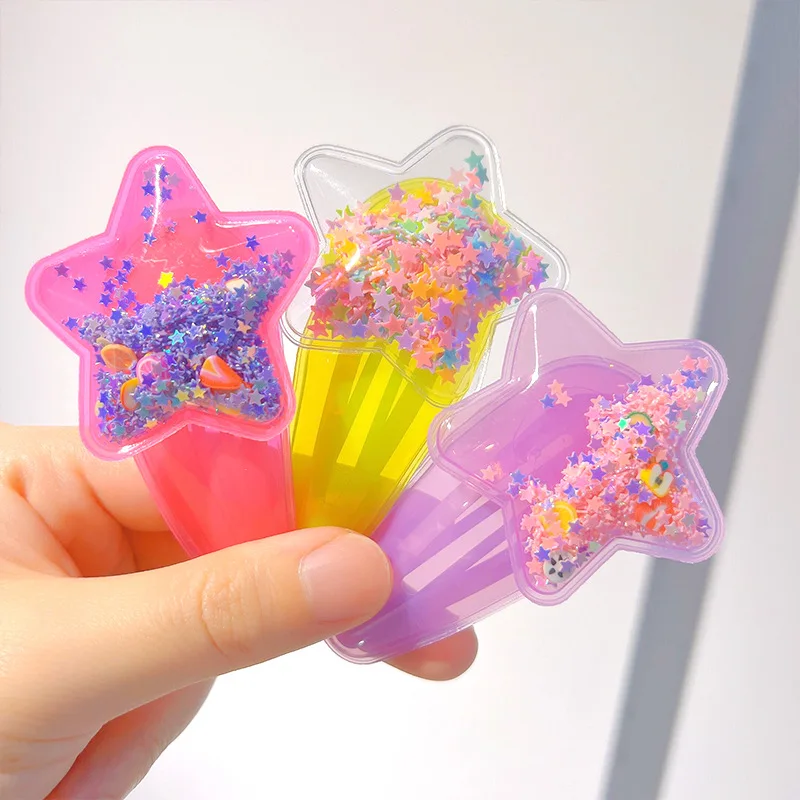 

2PCS Hairpin Korean Children Hair Accessories Hair Clips Cute PVC Fluorescent Color Quicksand Star BB Clip Snap Hair Pin for Kid