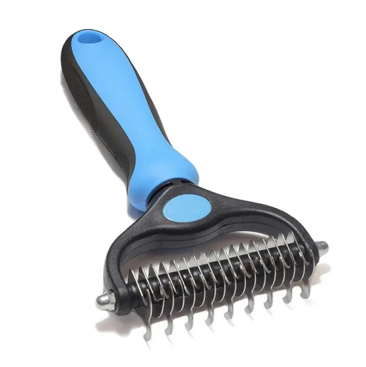 

Factory Price Pet Grooming Brush 17+9 Double Side Shedding & Dematting Pet Comb Brush