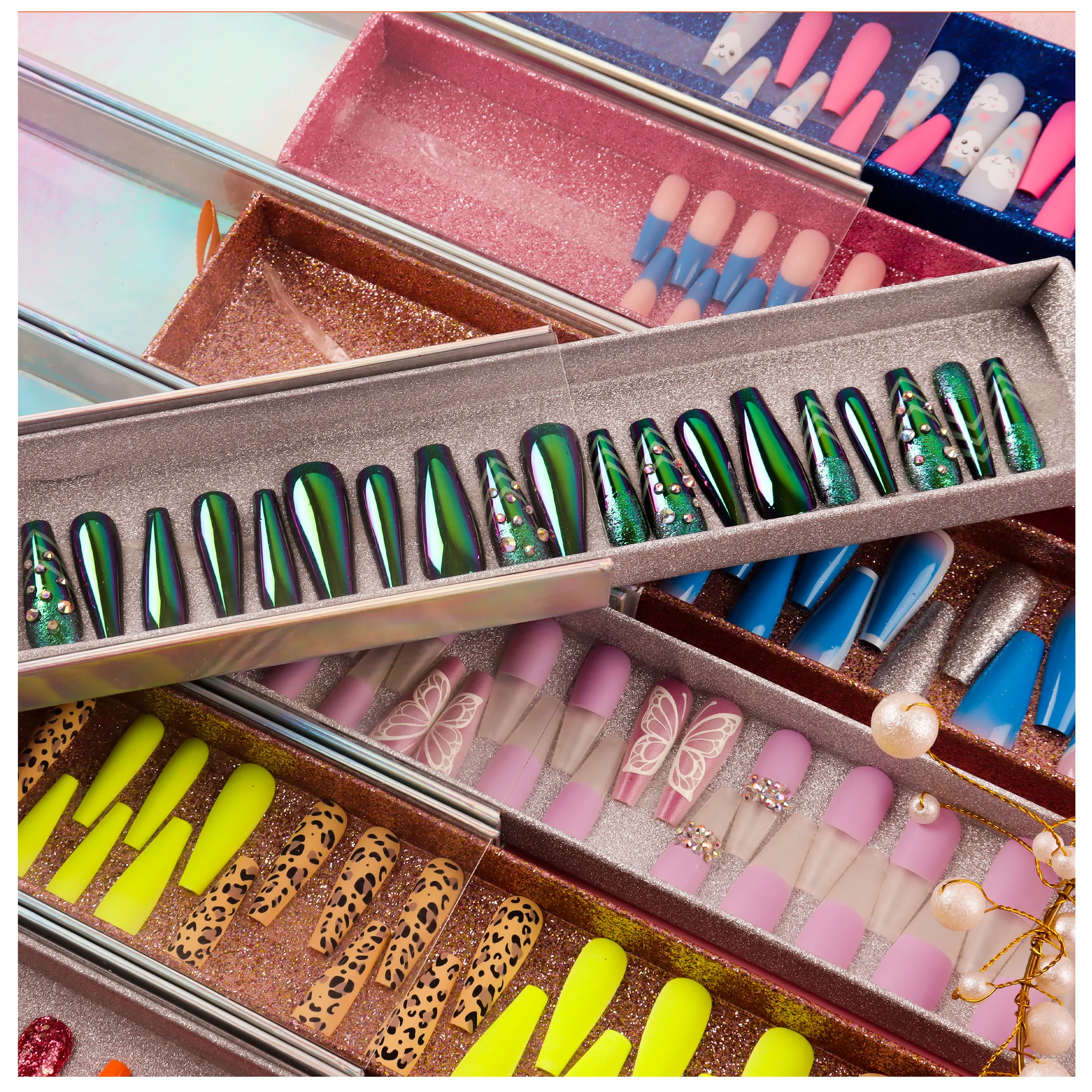 

Decoration Full Cover Finger French False Nail Full Cover French Style Press On Nails Art Design