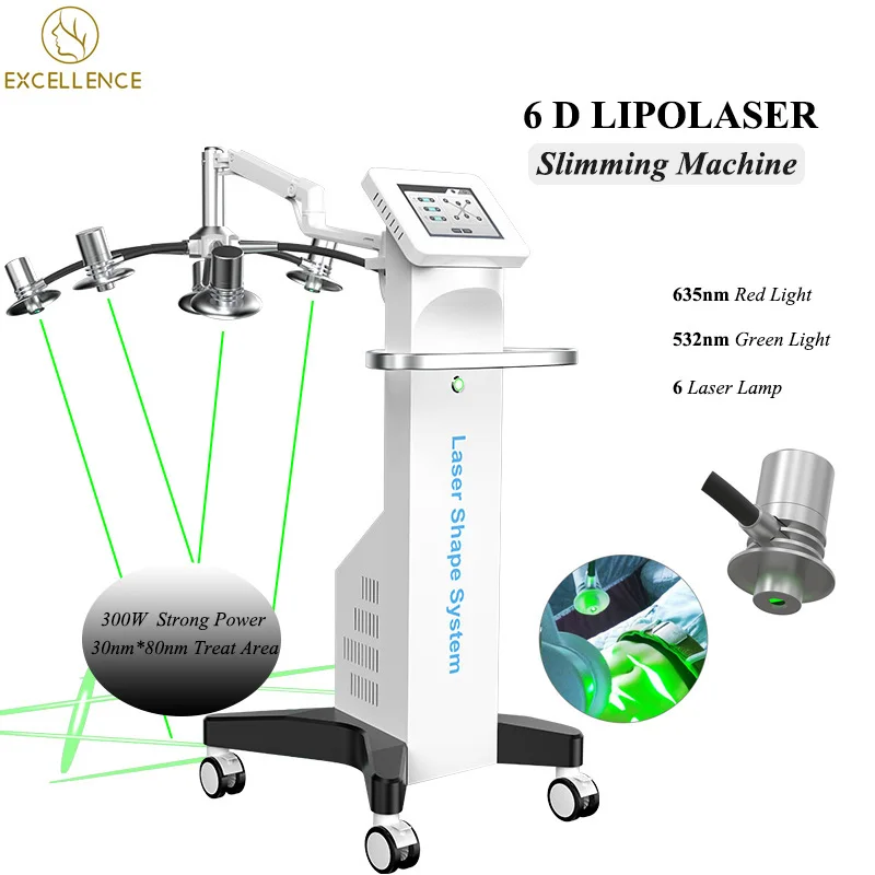 

532NM Green Light/635NM Red Light Therapy Best Quality Fat Loss 160 MW 635 NM/6D Laser Slimming Machine