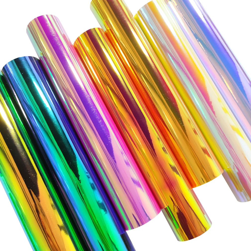0.3-0.4mm Holographic Film Transparent Rainbow Pvc Film Roll for Decorating Curtain Mirror
