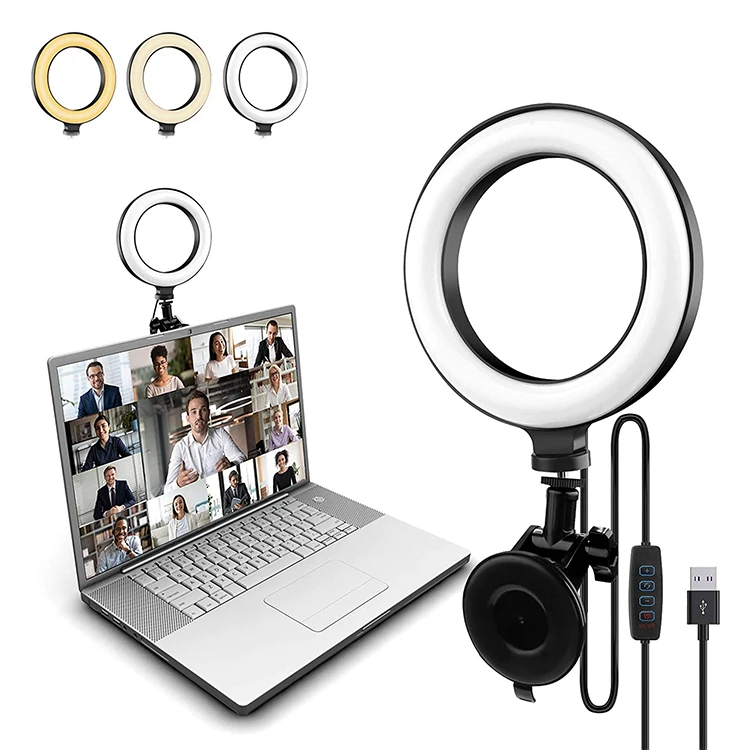 

6inch Ring Light Computer Laptop Ringlight Led Fill Lighting Video Conference Light Kit For Remote Working Call Recording