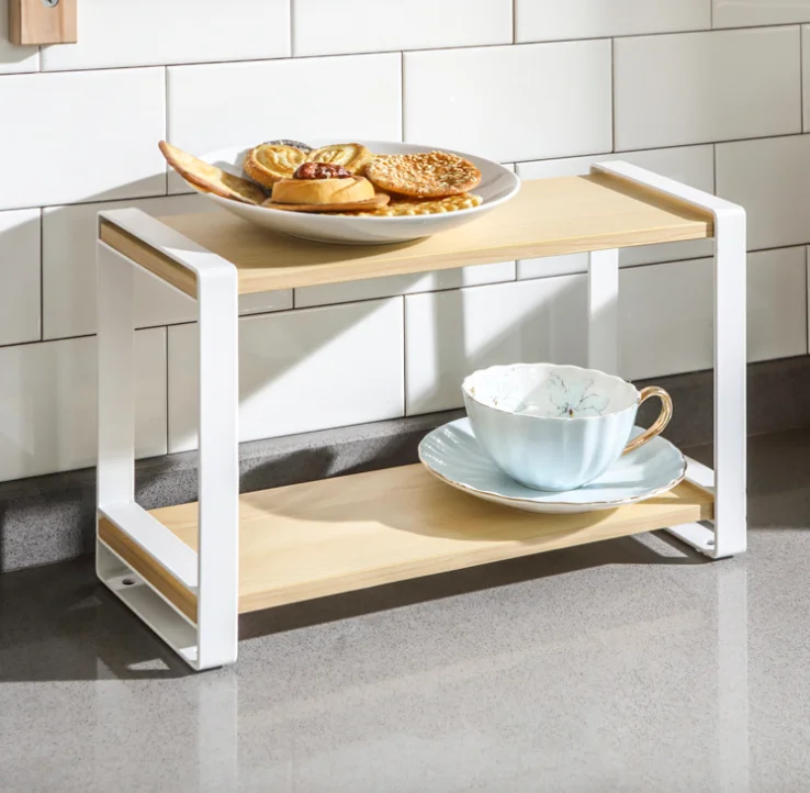 

Wooden 2-layer standing metal spice rack storage rack kitchen bathroom cabinet storage room countertop storage rack