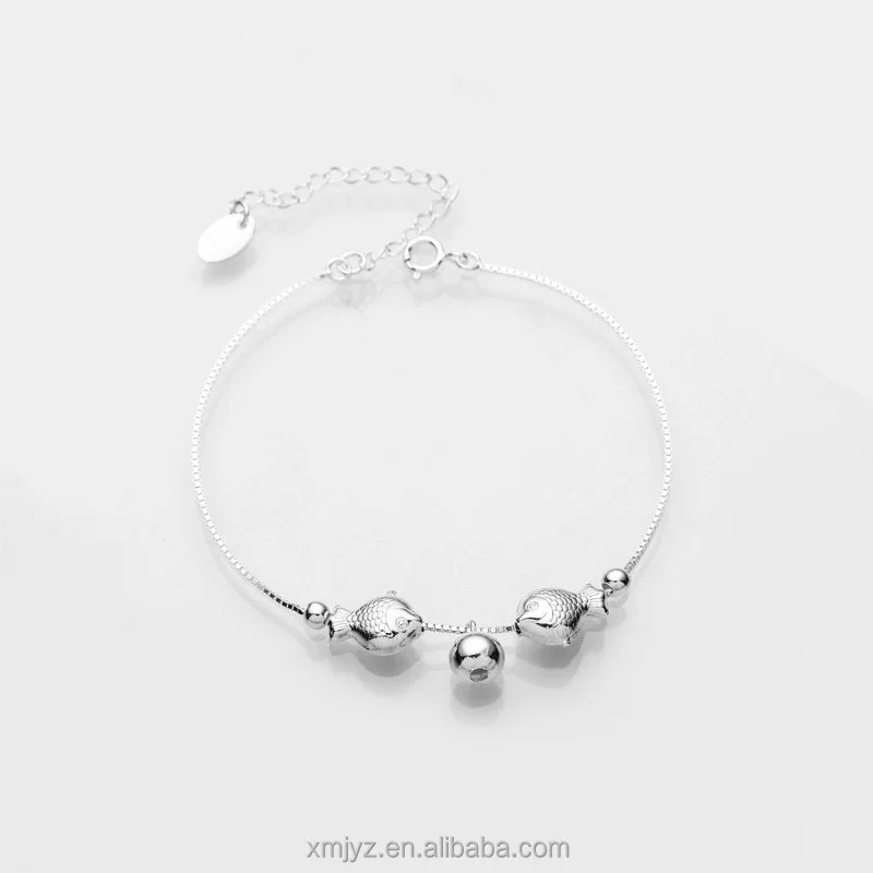 

Certified Pure Silver 999 Pisces Play Beads Bracelet Sterling Silver Simple Fashion Qixi Bracelet Couple Gift