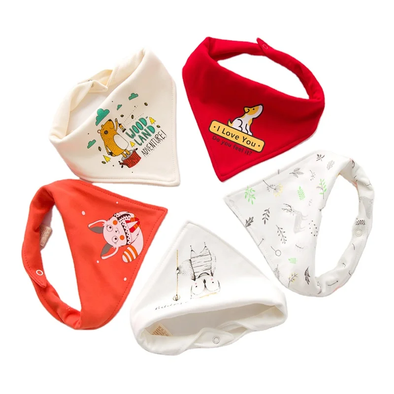 

Baby triangle towel saliva towel cotton baby bib double-layer snap button newborn children scarf bib