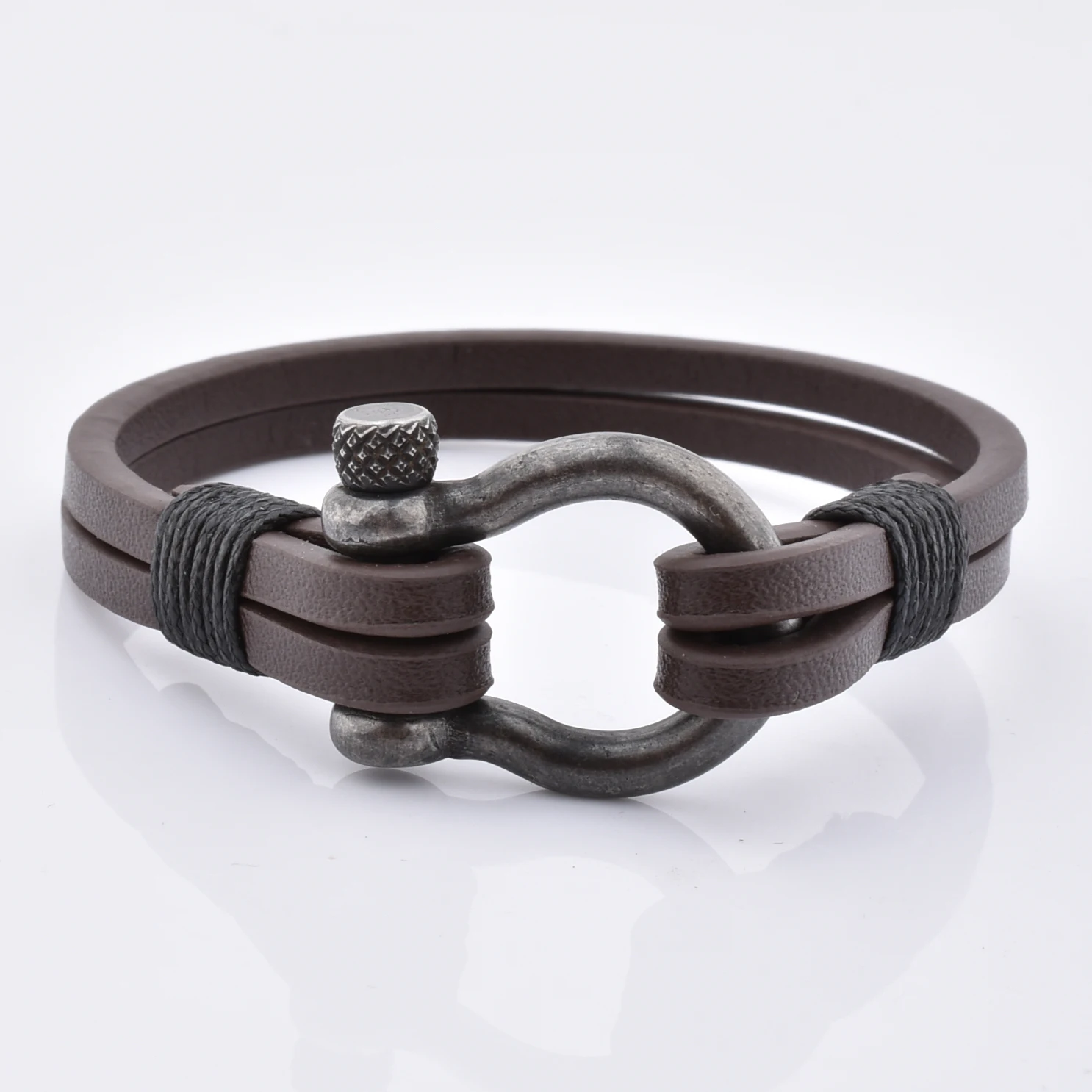 

Retro Blacking Finished Mens Charm Wax Cord Handmade Bracelet For Men