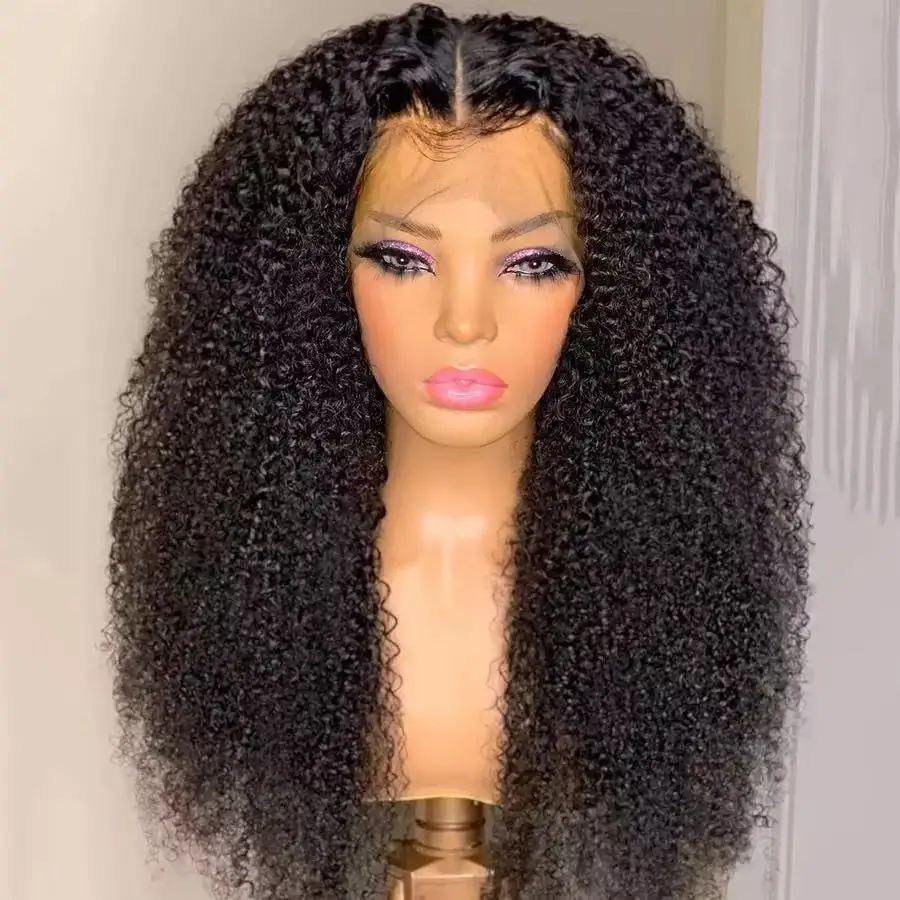 

10a grade full lace wig pre plucked 100% Natural Indian Kinky Curly 40inch Long Human Hair Lace front Wigs, Natural colors human hair wigs