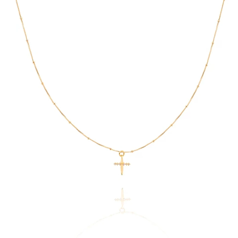 

925 sterling silver cross pendant necklace with cubic zircon for women classic 14K gold vermeil mystic cross necklace in gold