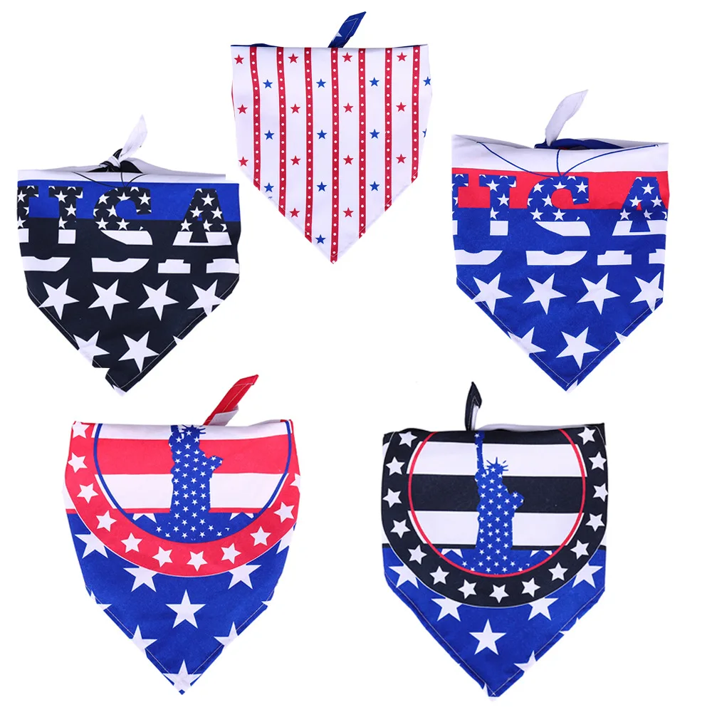 

A3417 New USA National Day Clothes Pets Necklace Tie Pinafore Cats Dog Scarf Independence Day Pet Triangle Neckerchief, 5 colour