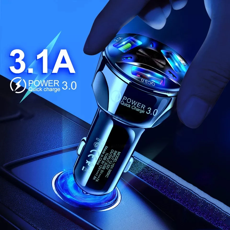 

CE/Rosh/FCC Quick Charge QC3.0 Mobile Phone Light USB Car Charger 5V 3A 3 Port USB Fast Car Charger for iPhone Samsung Tablet