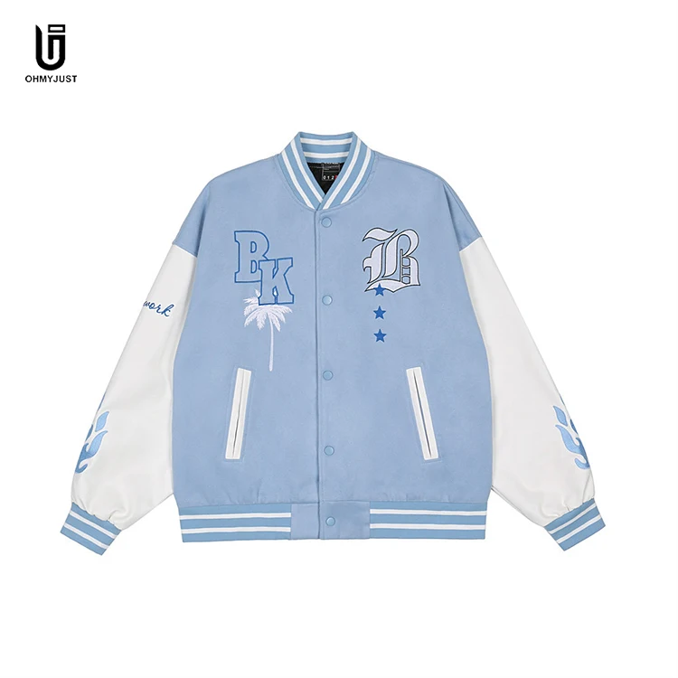 

Custom Embroider Patched Logo Letterman Varsity Men Baseball Jackets With Leather Sleeves, Multi colors