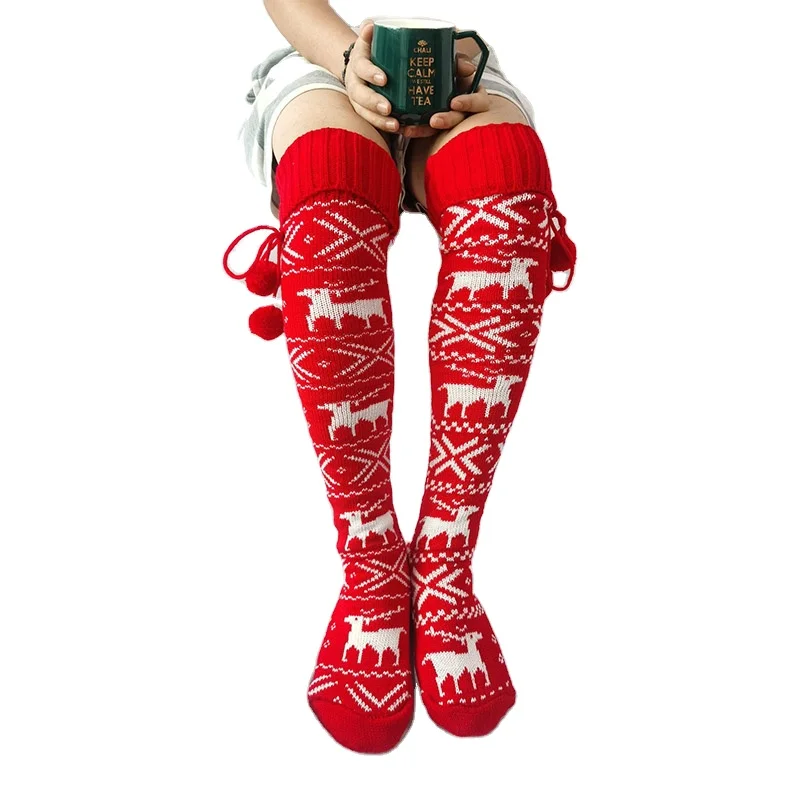 

Christmas Elk Stockings Pile Wool Socks, Picture