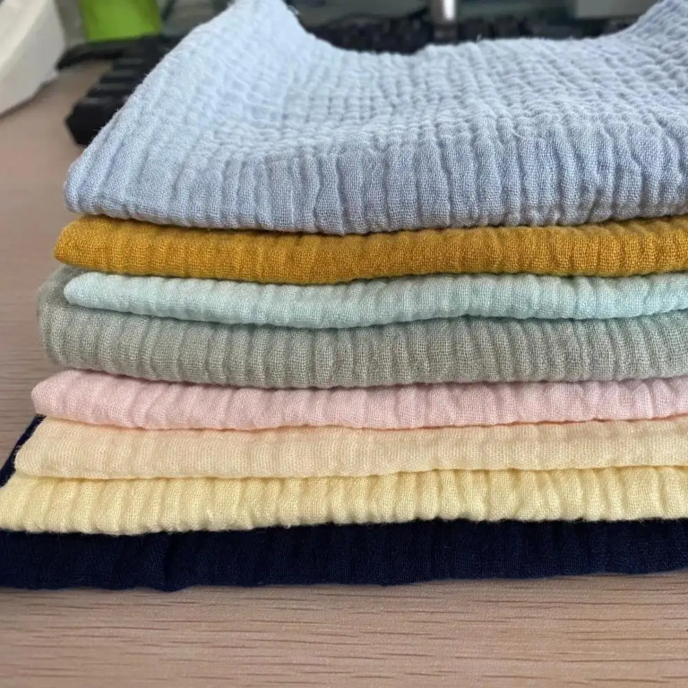 
High Quality Multicolor Optional Baby use Cotton Muslin Double Gauze Cotton Double Crepe Fabric 