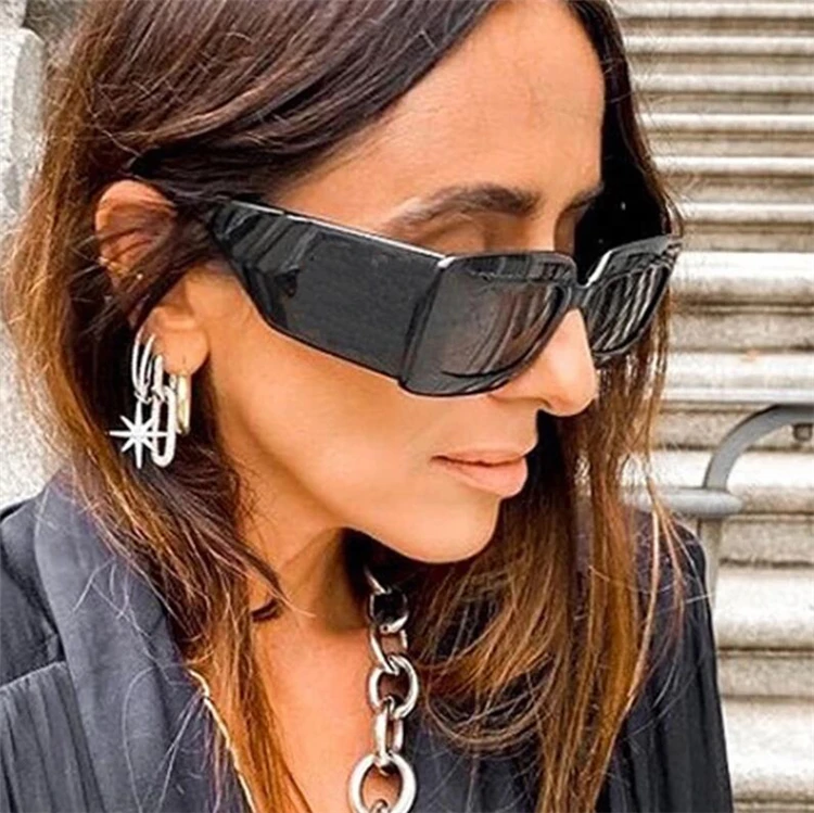 

Newest Large Frame Fashion Vintage Shades Flat Top Sun Glasses Square Thick Oversized Sunglasses 2021 Women, Custom colors