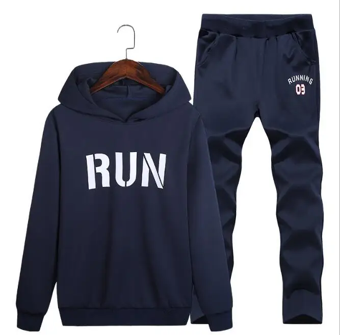 

Causal Tracksuits Men Set hooded Thicken Student Baseball Uniform