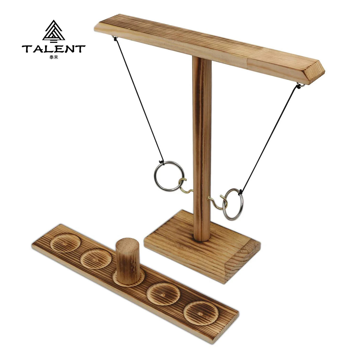 

Tailai Wooden Craggy Hook Games for Kids Adults Handmade Wooden Rings Throwing Games with Shot Ladder Buddle Set Ring Toss Games