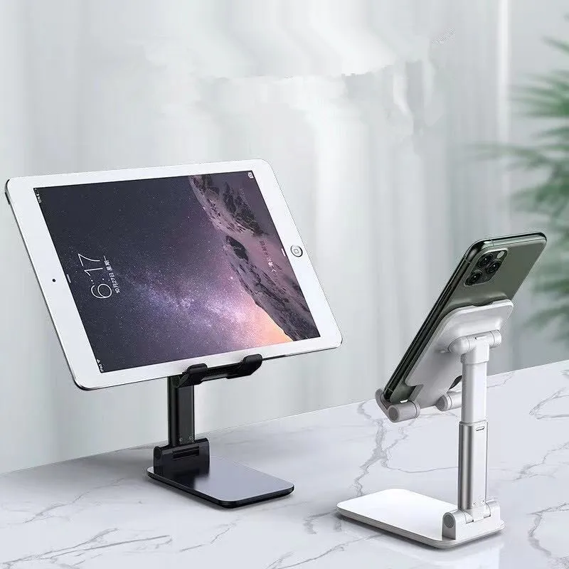 

Flexible plastic antislip mobile phone holder foldable desktop tablet cell phone support multi angle office telephone stand, White,black,pink,green