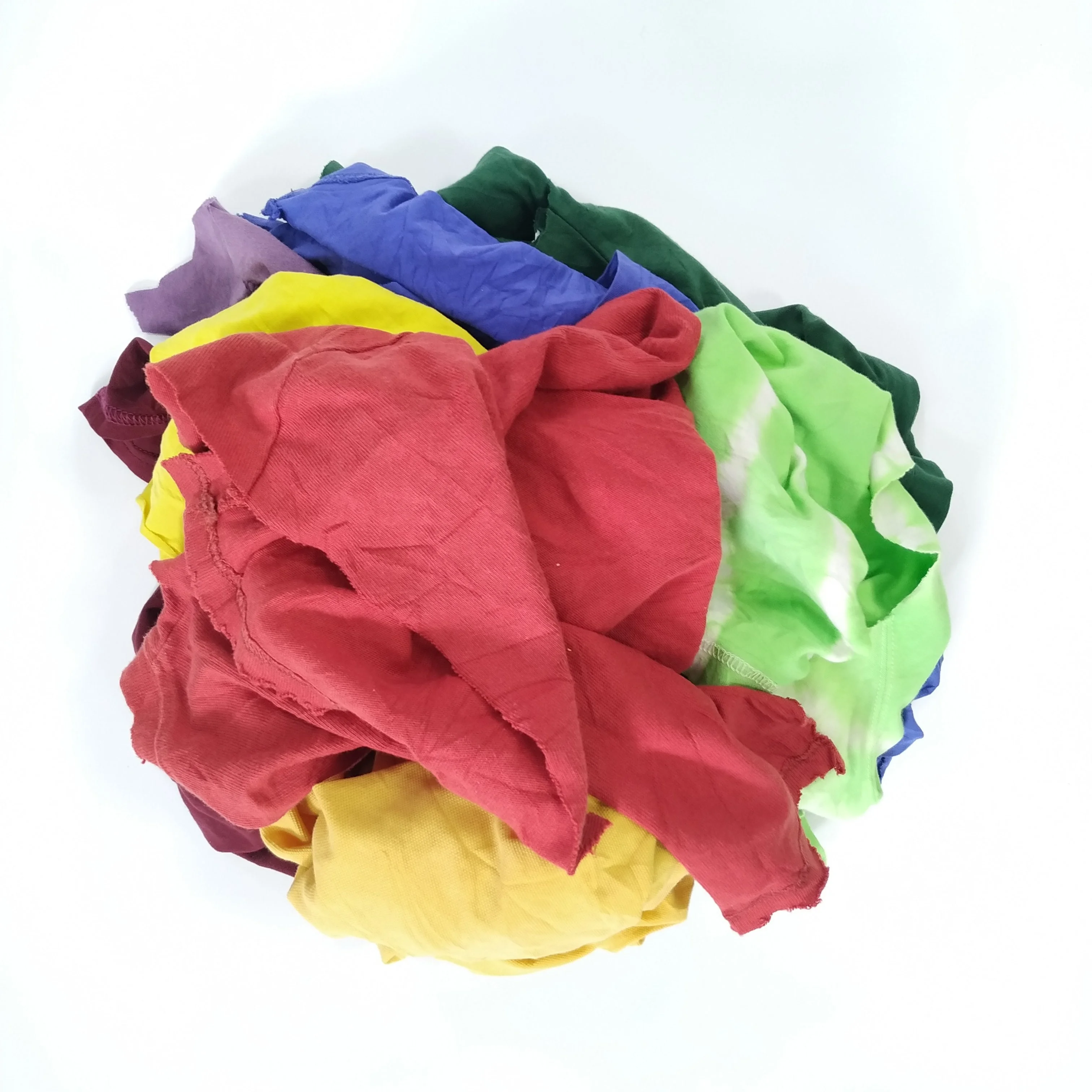 
Second hand high quality mixed color industrial wiping cotton t shirt used cloth rags 