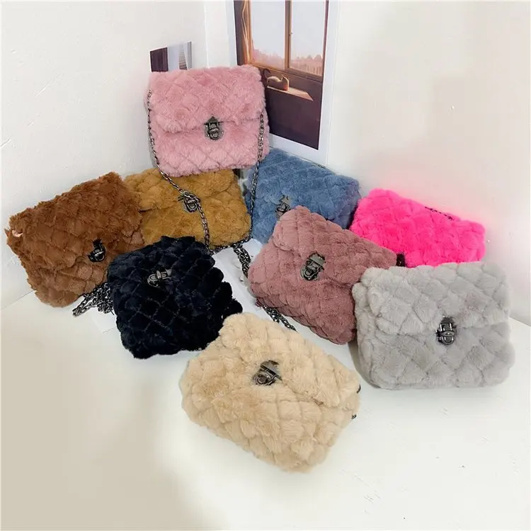 

FANLOSN Trending Winter Curly Fur Bags Plush Furry Pu Leather Bag Handbags Woman Leather Purse, As the picture shown or you could customize the color you want