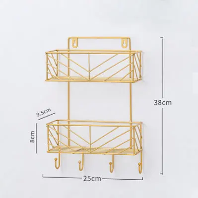 

New creative high quality wrought iron household goods with hook wall-mounted storage rack living room bedroom wall shelf