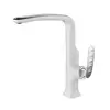 Modern Brass Single Lever One Hole Pull-Out Spray White Kitchen Sink Faucet Swivel Spout