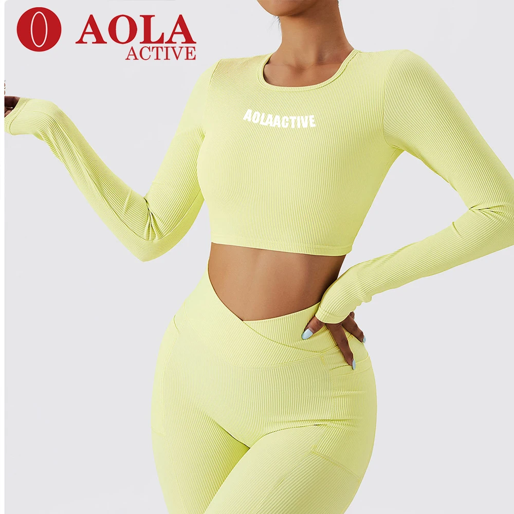 

AOLA Seamless Hollowed Out Fitness Clothes Women's Casual Sports Top Tight T-Shirt Running Long-Sleeved Yoga Clothes