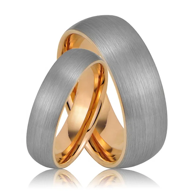 

DOME BRUSHED MENS WEDDING RING ROSE GOLD TUNGSTEN RING MEN WOMEN