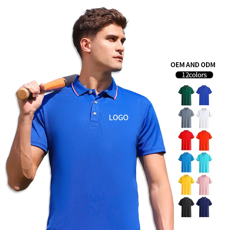 Golf Polo Shirt Custom Logo Printed Quick Dry Polos Plain Polyester Mens Blank Golf Polo Shirt