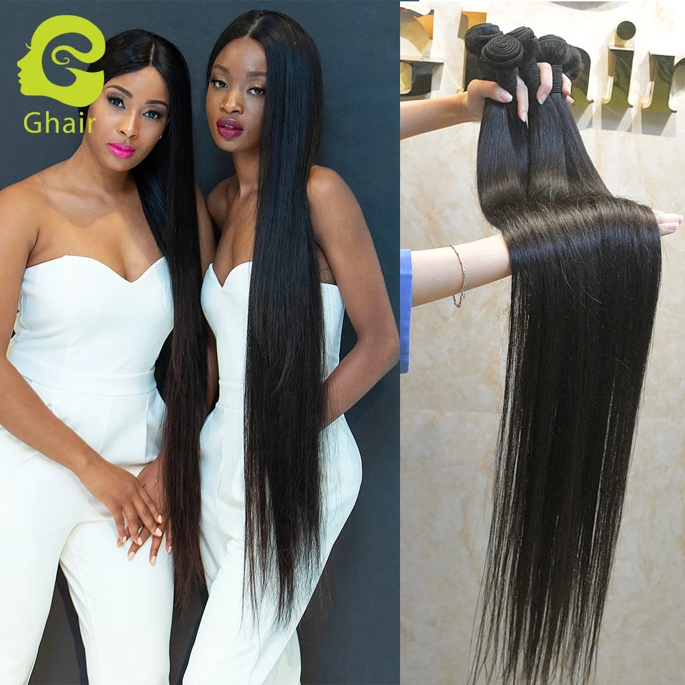 

Human Hair Double Machine Weft 10A Brazilian Virgin Silky Straight 40 inch Long Hair Bundles for Sale