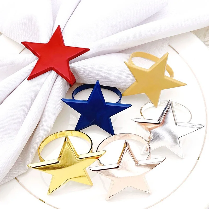 

Star Napkin Rings National Flag Metal Napkin Holders for Thanksgiving Patriotic Veterans Day Memorial Day Christmas Party HWM155