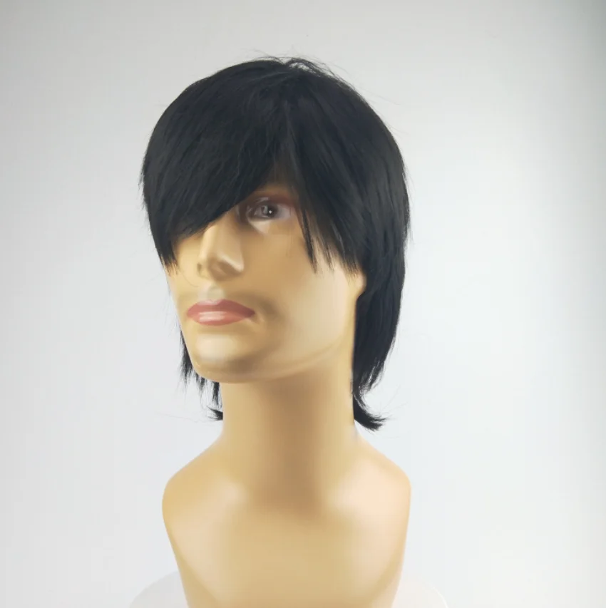 

new style wigs boy men natural young Men's Wig short Fashion Full Head Set chemical fibre long partial bangs hair